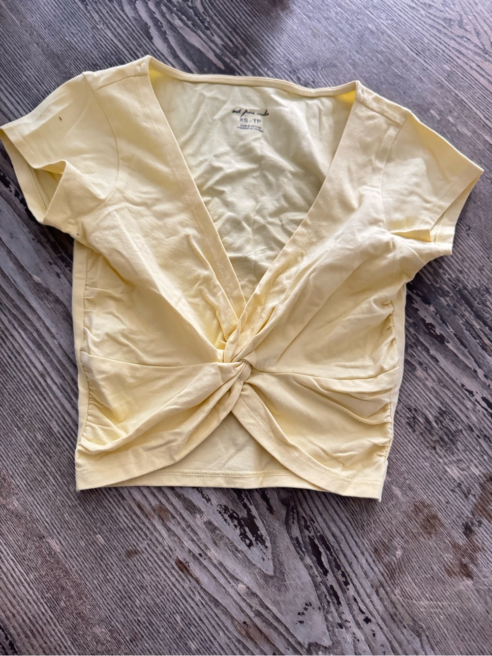Urban Outfitters Pale Yellow Twist-Front Crop Top